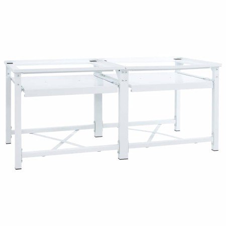Soporte pedestal doble lavadora con estantes extraíbles blanco