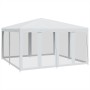 Carpa para fiestas con 8 paredes de malla HDPE blanco 4x4 m