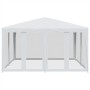 Carpa para fiestas con 8 paredes de malla HDPE blanco 4x4 m