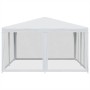 Carpa para fiestas con 8 paredes de malla HDPE blanco 4x4 m