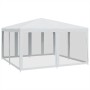 Carpa para fiestas con 8 paredes de malla HDPE blanco 4x4 m