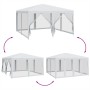Carpa para fiestas con 8 paredes de malla HDPE blanco 4x4 m