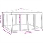 Carpa para fiestas con 8 paredes de malla HDPE blanco 4x4 m