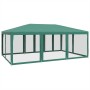 Carpa para fiestas con 10 paredes de malla HDPE verde 6x4 m