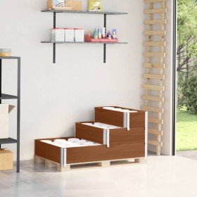 Arriate elevado de 3 niveles madera maciza pino marrón 120x80cm Arriate elevado de 3 niveles madera maciza pino marrón 120x80cm