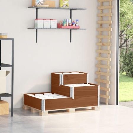 Arriate elevado de 3 niveles madera maciza pino marrón 120x80cm en Maceteros y jardineras | Comprar online en Foro24