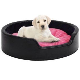 Cama de perros felpa y cuero sintético negro y rosa 79x70x19 cm