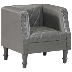Sillón de cuero de cabra auténtico gris