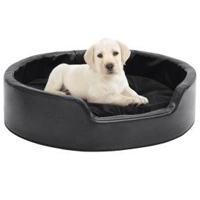 Black plush and synthetic leather dog bed 69x59x19 cm by vidaXL, Beds for dogs - Ref: Foro24-171261, Price: 54,34 €, Discount: %