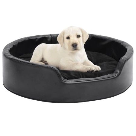 Schwarzes Hundebett aus Plüsch und Kunstleder, 69 x 59 x 19 cm von vidaXL, Betten für Hunde - Ref: Foro24-171261, Preis: 54,3...
