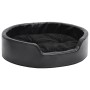 Schwarzes Hundebett aus Plüsch und Kunstleder, 69 x 59 x 19 cm von vidaXL, Betten für Hunde - Ref: Foro24-171261, Preis: 54,3...