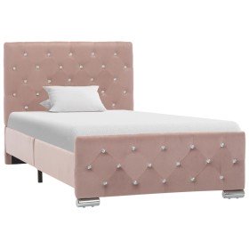 Estructura de cama sin colchón terciopelo rosa 90x200 cm en Camas y somieres | Comprar online en Foro24