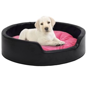 Cama de perros felpa y cuero sintético negro y rosa 99x89x21 cm