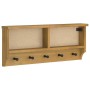 Perchero de pared SANDNES madera maciza de pino 87x12x35 cm