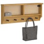 Perchero de pared SANDNES madera maciza de pino 87x12x35 cm