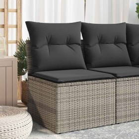 Silla de jardín sin reposabrazos con cojines ratán PE gris