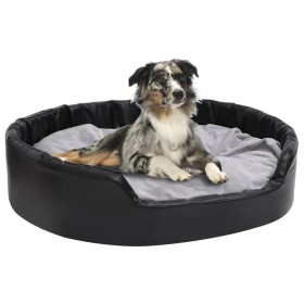 Cama para perros felpa y cuero sintético negro gris 99x89x21 cm