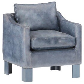 Sillón de cuero auténtico gris Sillón de cuero auténtico gris
