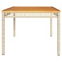 Mesa de jardín ratán sintético madera acacia beige 180x90x75 cm