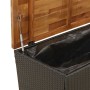 Caja de almacenaje jardín madera acacia ratán negro 110x55x63cm