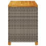 Caja de almacenaje jardín madera acacia ratán gris 110x55x63 cm