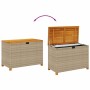 Caja de almacenaje jardín madera acacia ratán beige 110x55x63cm
