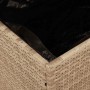Caja de almacenaje jardín madera acacia ratán beige 110x55x63cm