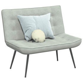 Banco de terciopelo gris claro 110x74x84 cm