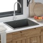 Fregadero de cocina Gris 54 x 44 x 20 cm granito