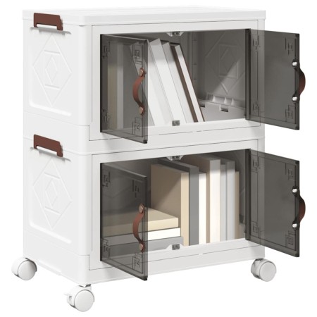 Caja de almacenamiento apilable con ruedas 2 niveles 28 L