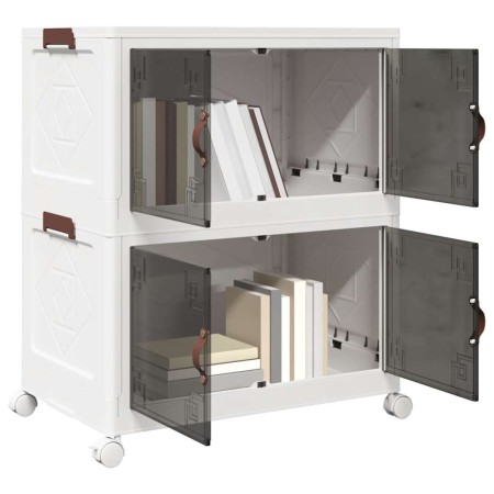 Caja de almacenaje apilable con ruedas 2niveles 75 L 64x40x76cm