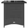 Mesa de jardín superficie de vidrio ratán PE negro 110x68x70 cm
