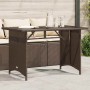 Mesa de jardín superficie vidrio ratán PE marrón 110x68x70 cm