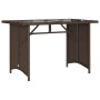 Mesa de jardín superficie vidrio ratán PE marrón 110x68x70 cm
