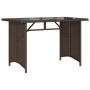 Mesa de jardín superficie vidrio ratán PE marrón 110x68x70 cm