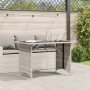 Mesa jardín superficie vidrio ratán PE gris claro 110x68x70 cm