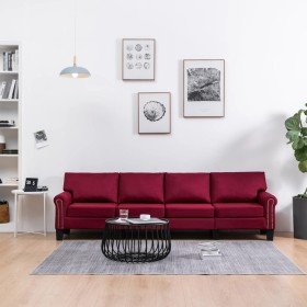 Sofá de 4 plazas de tela color vino tinto Sofá de 4 plazas de tela color vino tinto