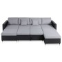 Sofá cama extraíble de 4 plazas cuero sintético negro