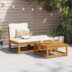 Set de muebles para jardín 3 piezas con cojines madera acacia