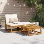 Set de muebles para jardín 3 piezas con cojines madera acacia