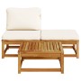 Set de muebles para jardín 3 piezas con cojines madera acacia