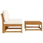 Set de muebles para jardín 3 piezas con cojines madera acacia