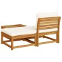 Set de muebles para jardín 3 piezas con cojines madera acacia