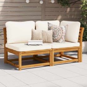 Set de muebles de jardín 2 piezas con cojines madera acacia