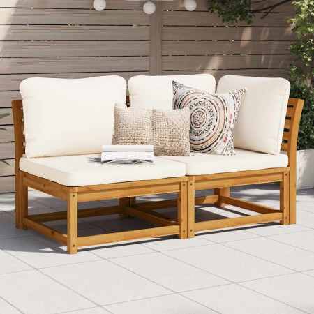 Set de muebles de jardín 2 piezas con cojines madera acacia