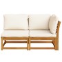 Set de muebles de jardín 2 piezas con cojines madera acacia