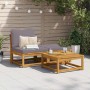 Set de muebles para jardín 3 piezas con cojines madera acacia