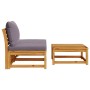 Set de muebles para jardín 3 piezas con cojines madera acacia