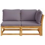 Set de muebles de jardín 2 piezas con cojines madera acacia