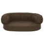Colchón de cama de perro ergonómico aspecto lino marrón 60x42cm